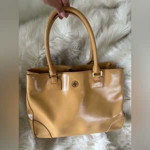 Tory Burch patent leather (tan) tote bag